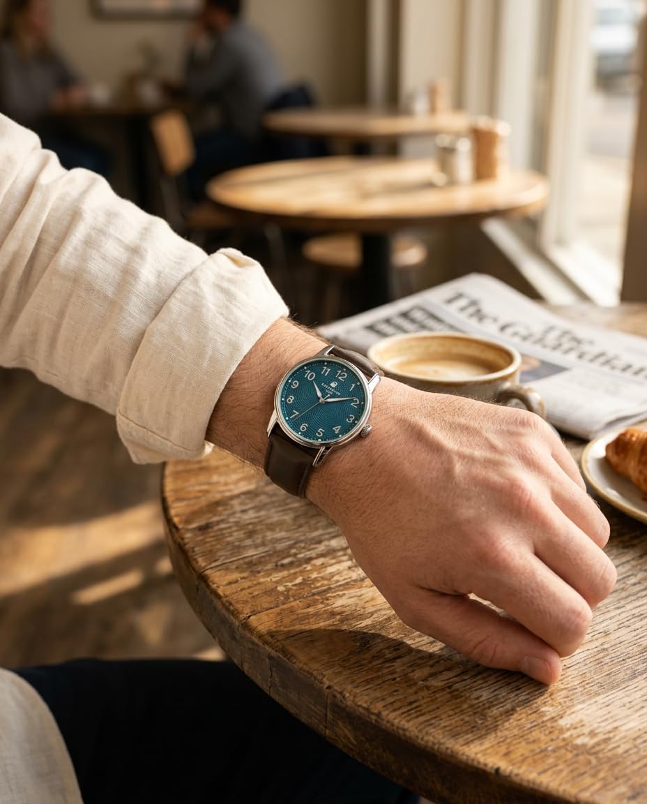 CARIBBEAN JOE Men's 41mm Quartz Watch PU Strap Office-to-Weekend