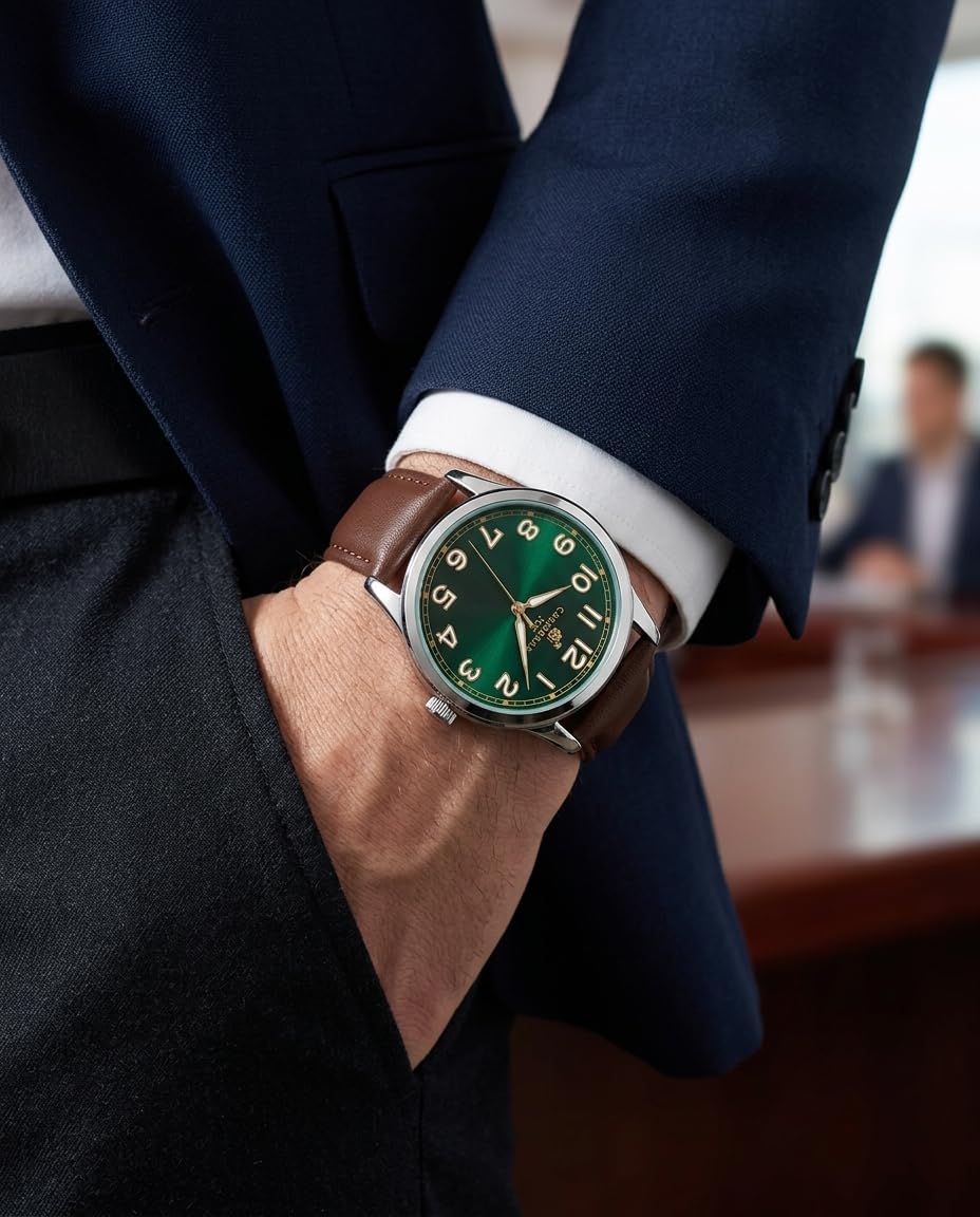 CARIBBEAN JOE Men's 41mm Quartz Analog Watch PU Strap Office