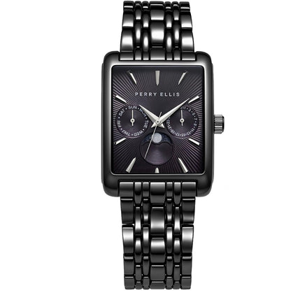 Perry Ellis Men's Rectangular Moonphase Watch, Alloy Bracelet, Gift