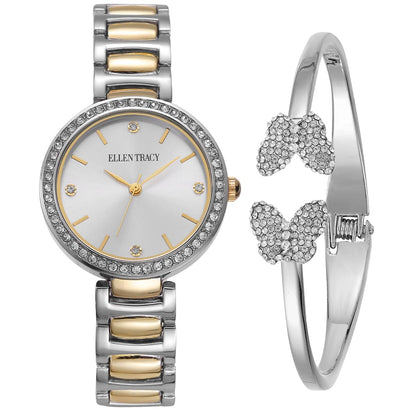 ELLEN TRACY Women's 33mm Quartz Bracelet Watch Metal Link Fashion