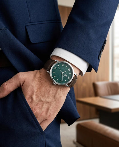 CARIBBEAN JOE Men's 41mm Dress Quartz Analog Watch PU Strap