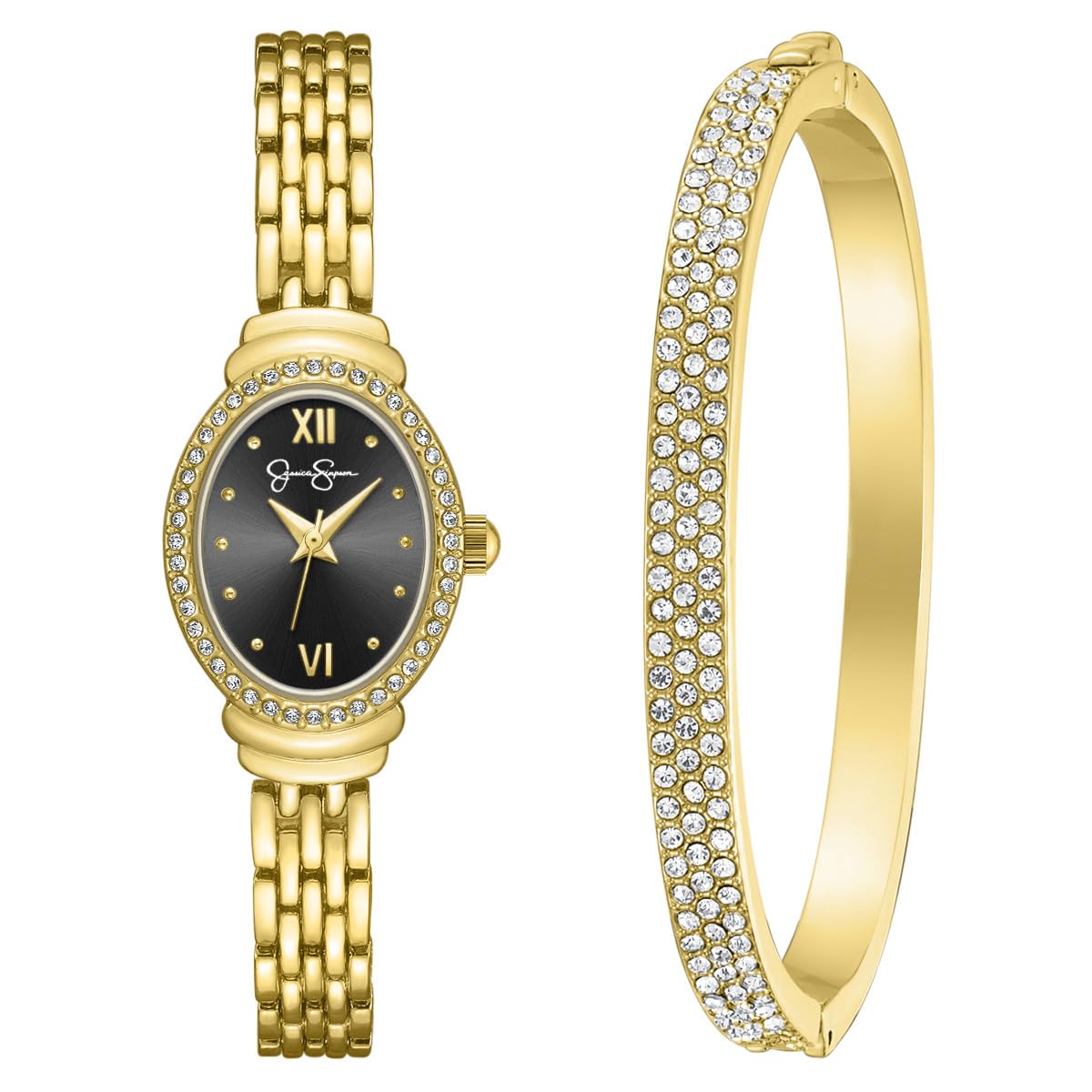 Jessica Simpson Women's 20mm Oval Quartz Bracelet Watch Metal