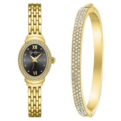 Jessica Simpson Women's 20mm Oval Quartz Bracelet Watch Metal