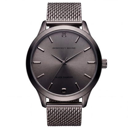 Geoffrey Beene Men's Mesh Band Quartz Watch, 42mm Round Case, Foldover