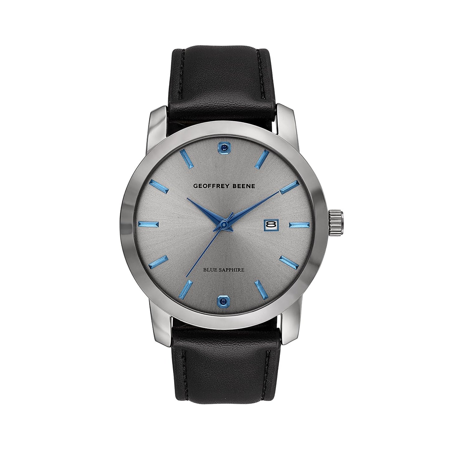 Geoffrey Beene Mens Watch, Genuine Diamond Accent Dial - Elegant Leather Strap Quartz Movement Analog Watch for Men, Gift for Men, Formal or Business Casual Minimalist Wrist Watches 42mm