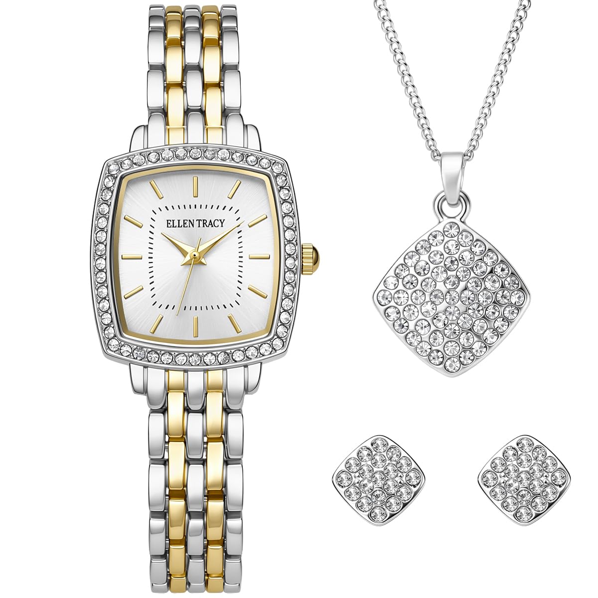 Ellen Tracy Women's 26mm Cushion Case Quartz Bracelet Watch Metal