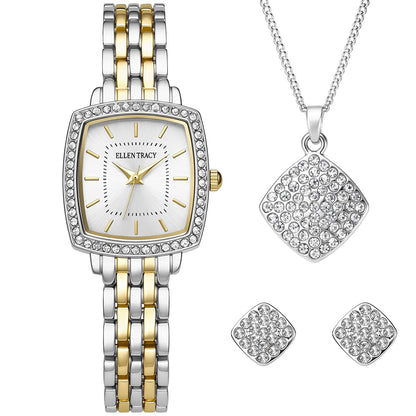 Ellen Tracy Women's 26mm Cushion Case Quartz Bracelet Watch Metal