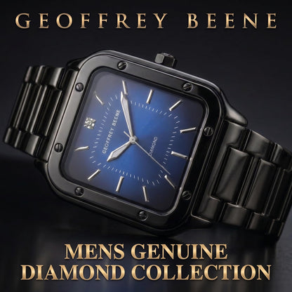 Geoffrey Beene Men’s Cushion Gunmetal Watch 41mm Blue Gradient Sunray Dial Bracelet Diamond Accent