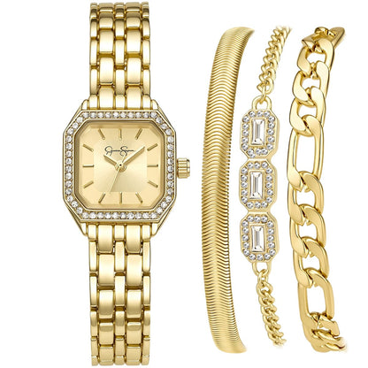 Jessica Simpson Women's 20mm Square Quartz Watch Metal Bracelet