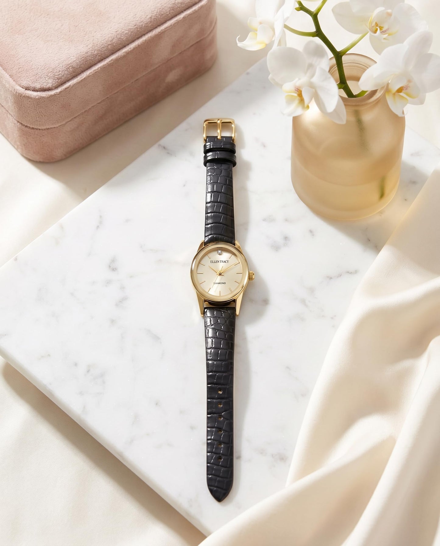 Ellen Tracy Women's 20mm Oval Case Quartz Watch PU Strap
