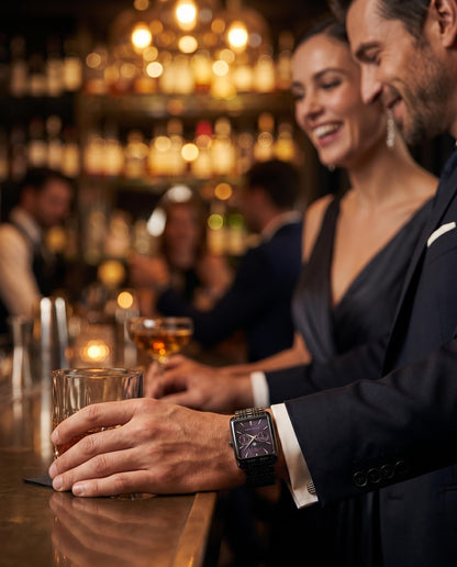 Perry Ellis Men's Rectangular Moonphase Watch, Alloy Bracelet, Gift