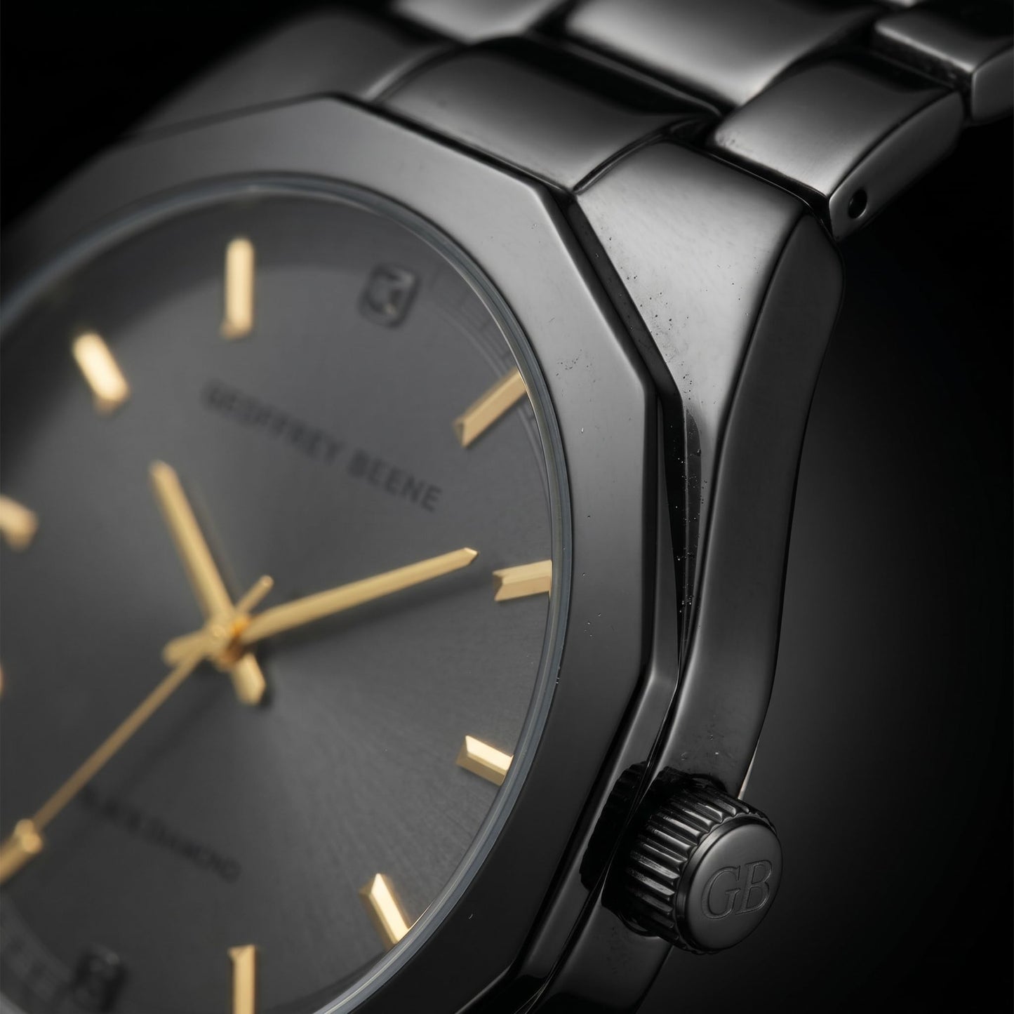 Geoffrey Beene Men's 43mm Analog Quartz Watch Metal Link Bracelet