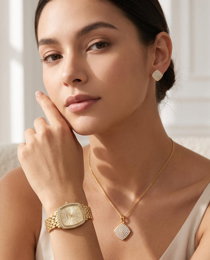 Ellen Tracy Women's 26mm Cushion Case Quartz Bracelet Watch Metal