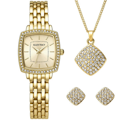 Ellen Tracy Women's 26mm Cushion Case Quartz Bracelet Watch Metal