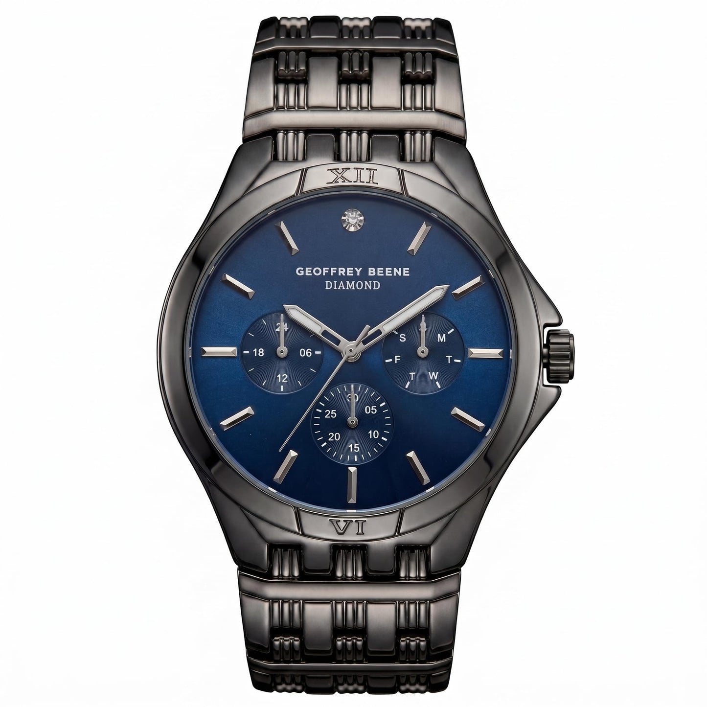 Geoffrey Beene Men's Metal Bracelet Quartz Watch, 43mm Round, Analog