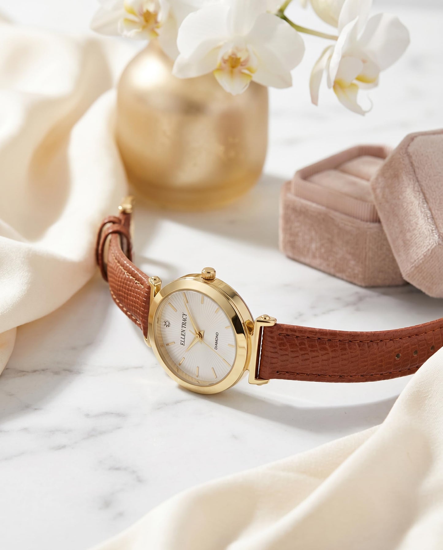 Ellen Tracy Women's 33mm Analog Quartz Watch Fashion PU Strap