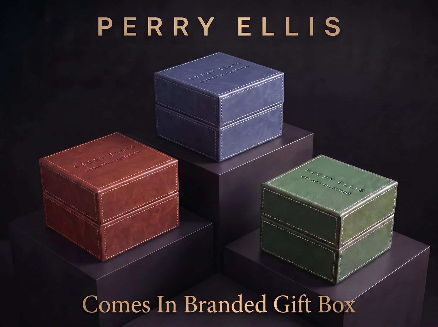 Perry Ellis Men's Round Moonphase Watch, Sunray Dial, PU Strap