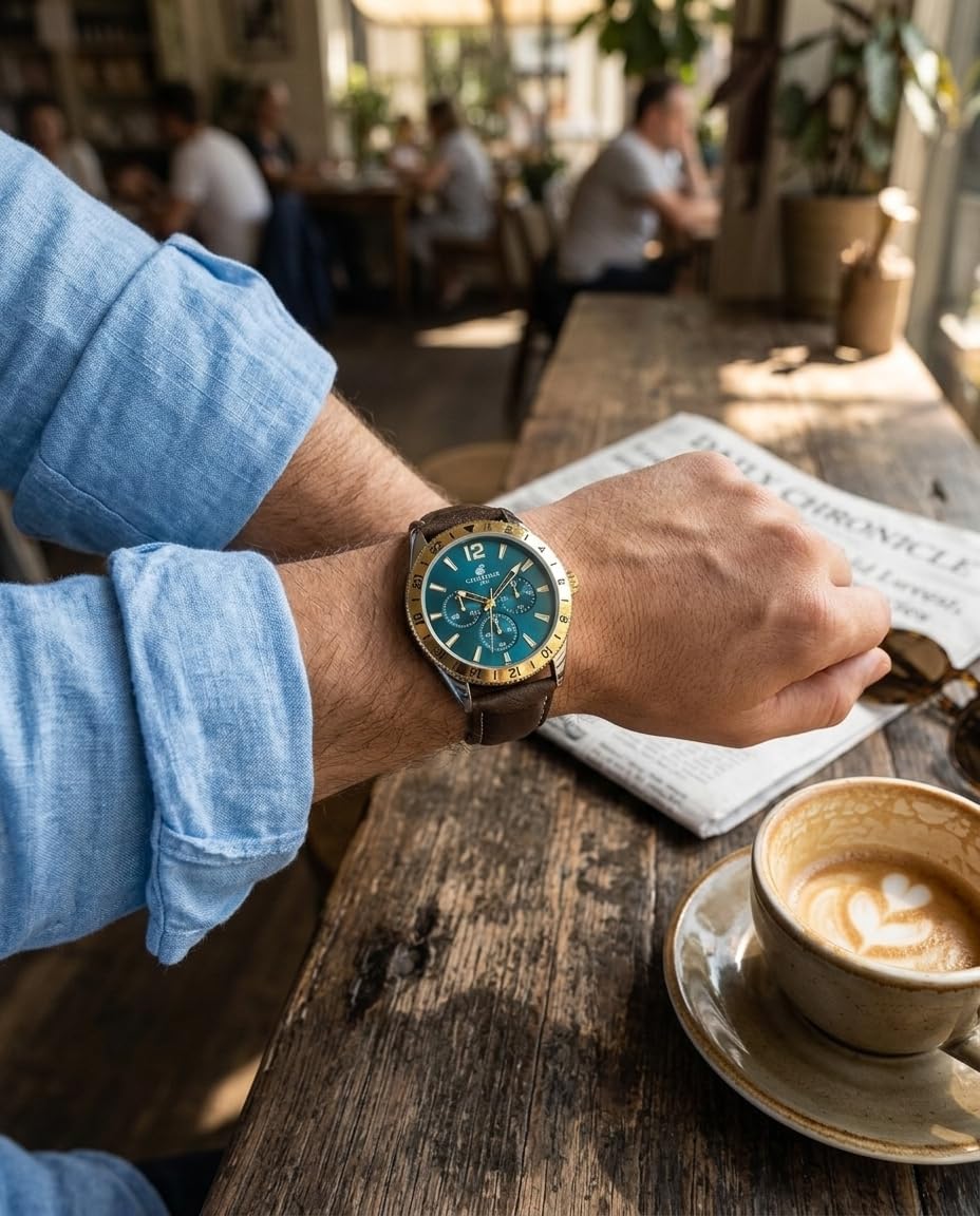 CARIBBEAN JOE Men's 42mm Analog Quartz Watch PU Strap