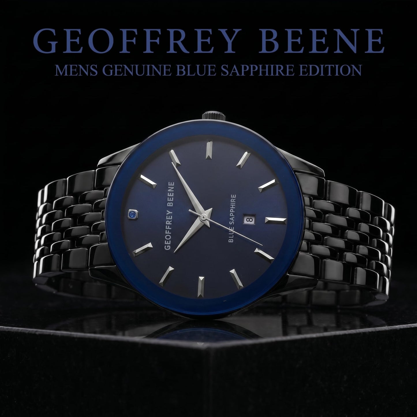 Geoffrey Beene Men's 42mm Date Watch Quartz Metal Link Bracelet