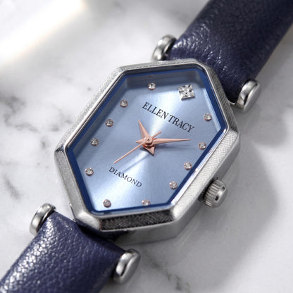 Ellen Tracy Women's 20mm Hexagon Case Quartz Watch PU Strap