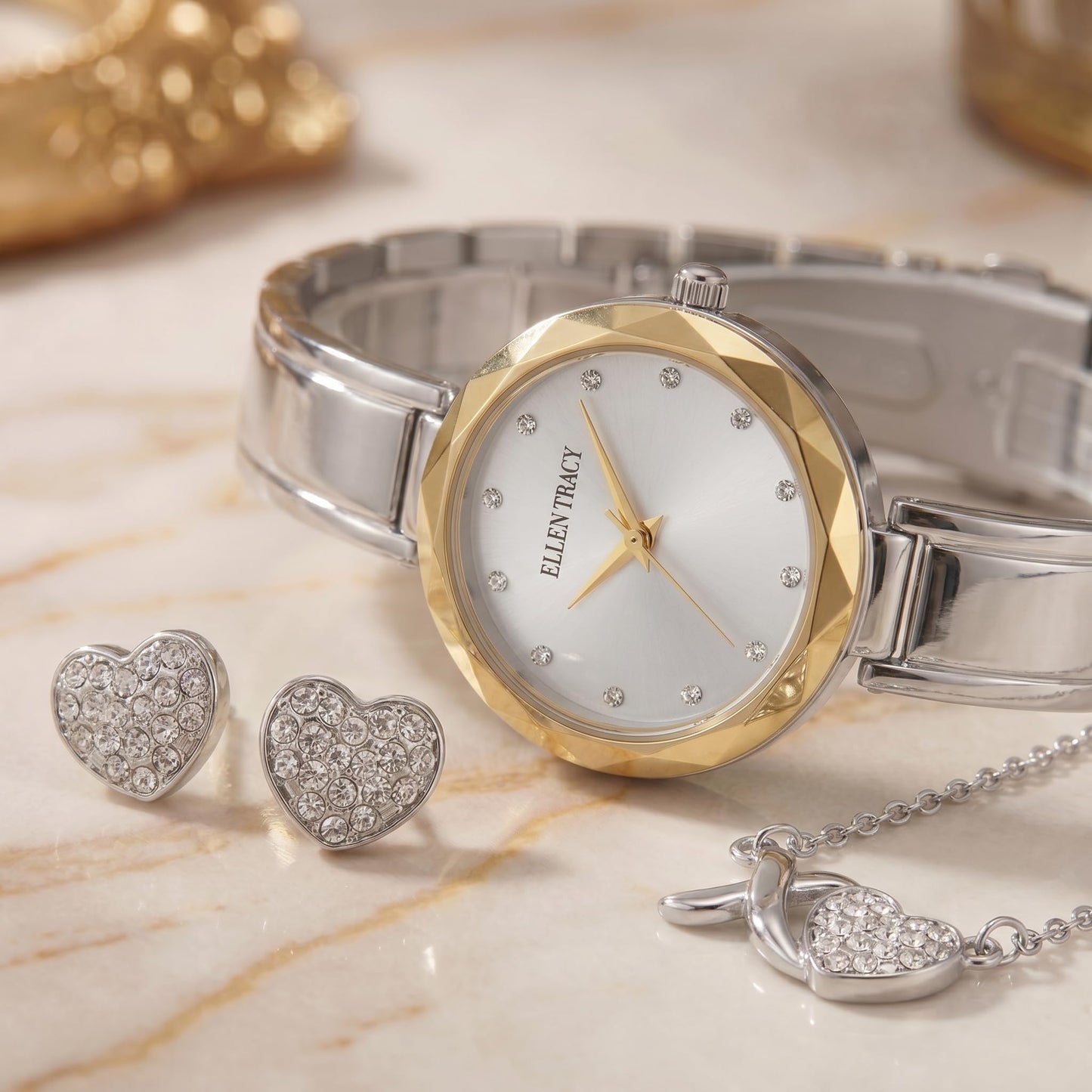 ELLEN TRACY Women's Analog Watch – Metal Bracelet, Round Case, Foldover Clasp, Battery Powered Quartz, A Versatile Everyday Accessory for Style-Conscious Women