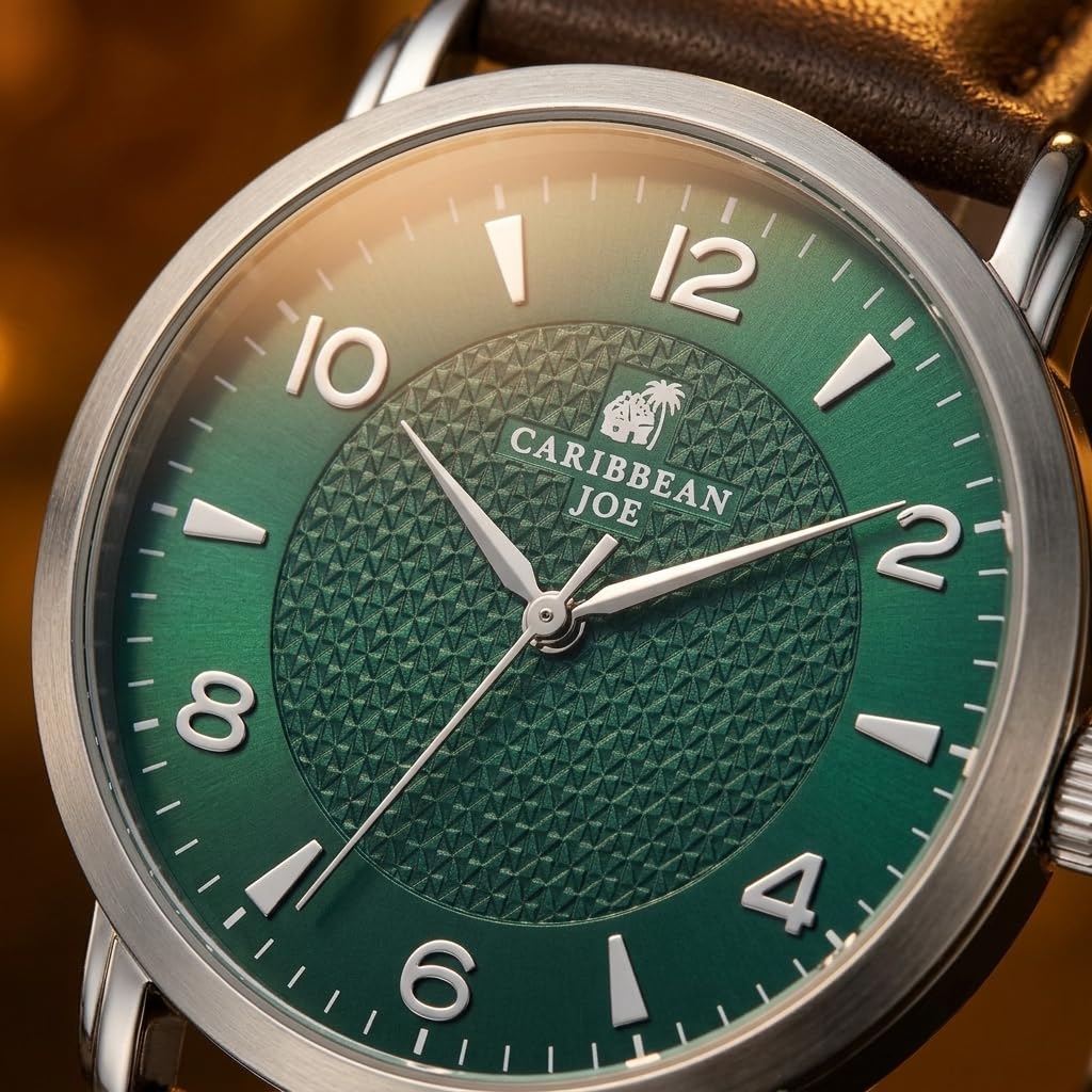 CARIBBEAN JOE Men's 41mm Dress Quartz Analog Watch PU Strap