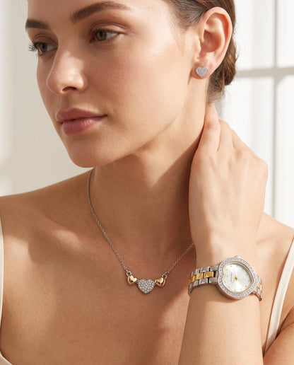 ELLEN TRACY Women's Heart-Shape Case Quartz Bracelet Watch Metal