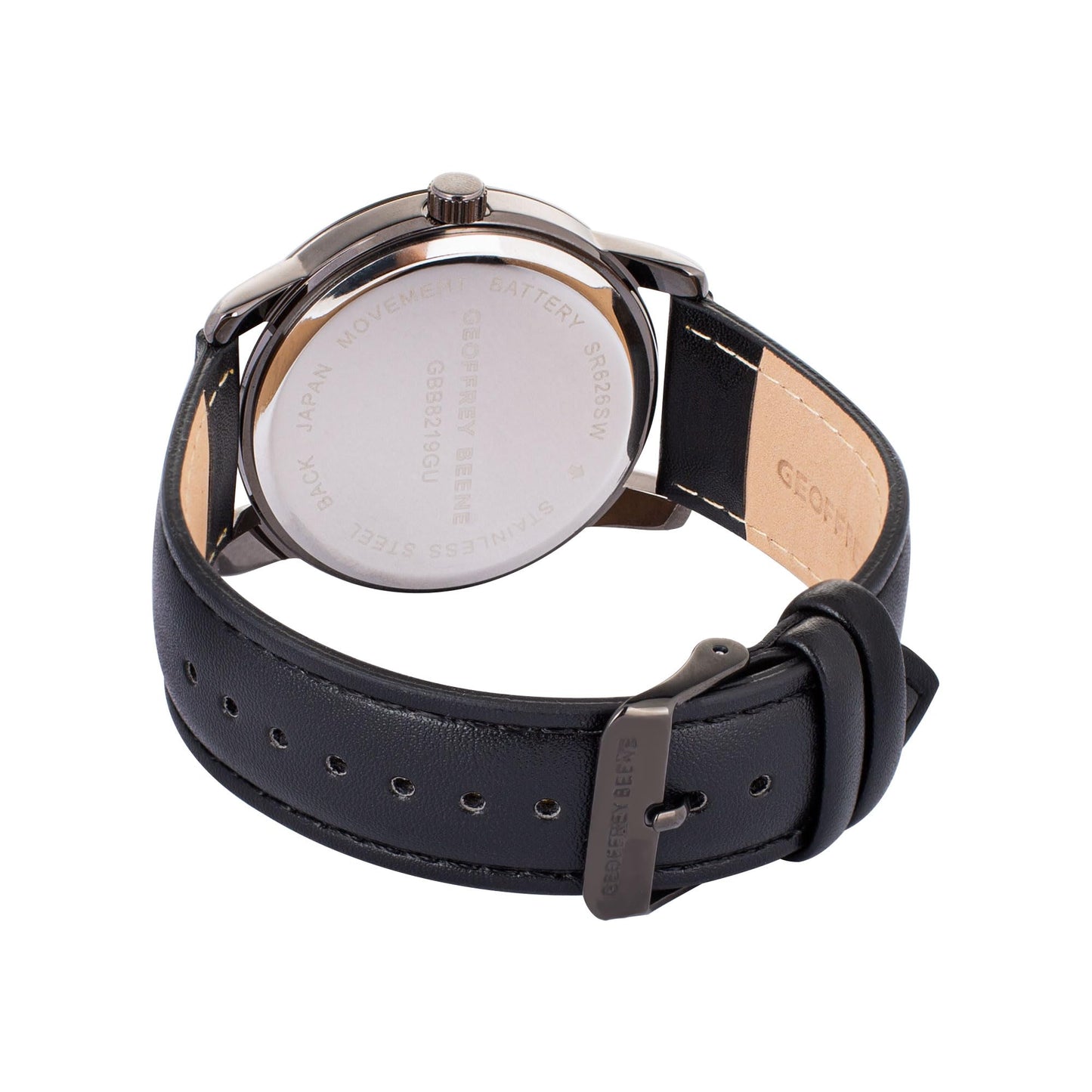 Geoffrey Beene Mens Watch, Genuine Diamond Accent Dial - Elegant Leather Strap Quartz Movement Analog Watch for Men, Gift for Men, Formal or Business Casual Minimalist Wrist Watches 42mm
