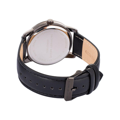 Geoffrey Beene Mens Watch, Genuine Diamond Accent Dial - Elegant Leather Strap Quartz Movement Analog Watch for Men, Gift for Men, Formal or Business Casual Minimalist Wrist Watches 42mm