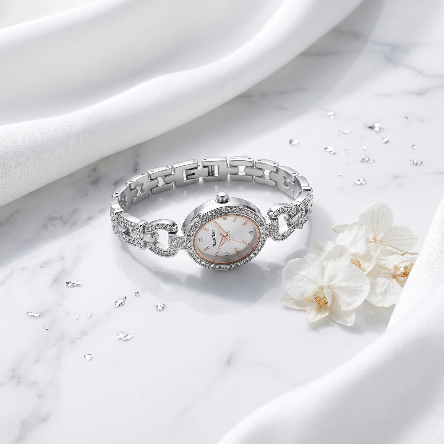 Ellen Tracy Women's 21mm Oval Case Quartz Bracelet Watch Metal
