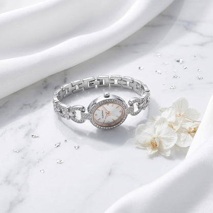 Ellen Tracy Women's 21mm Oval Case Quartz Bracelet Watch Metal