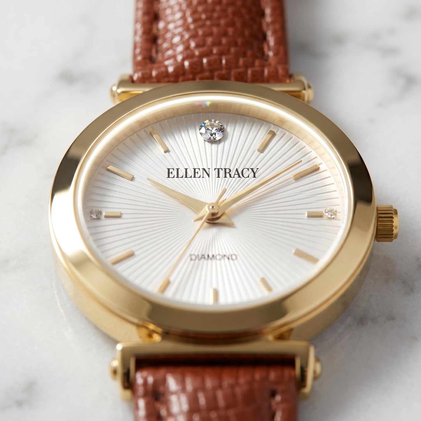 Ellen Tracy Women's 33mm Analog Quartz Watch Fashion PU Strap