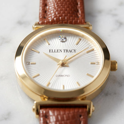 Ellen Tracy Women's 33mm Analog Quartz Watch Fashion PU Strap