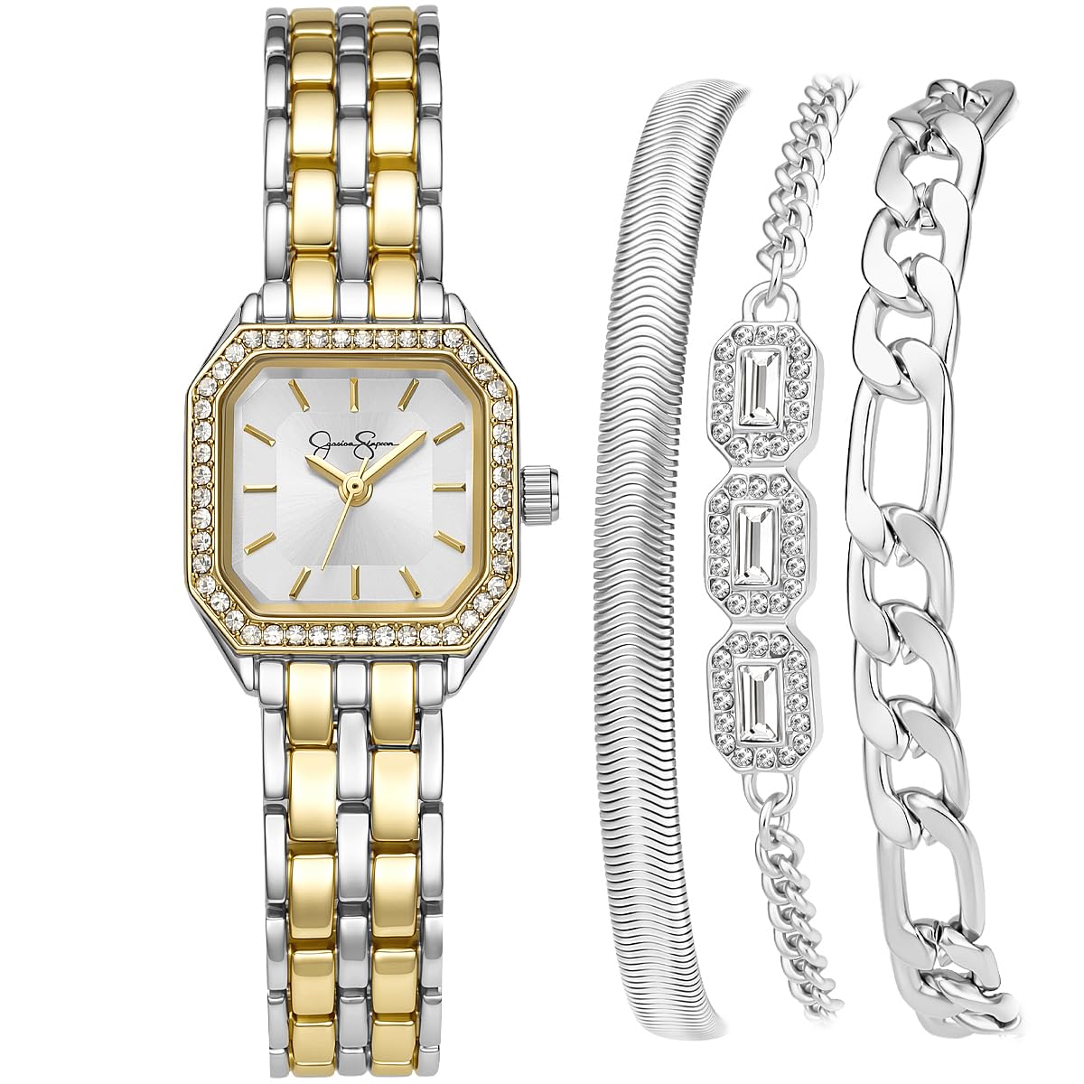 Jessica Simpson Women's 20mm Square Quartz Watch Metal Bracelet
