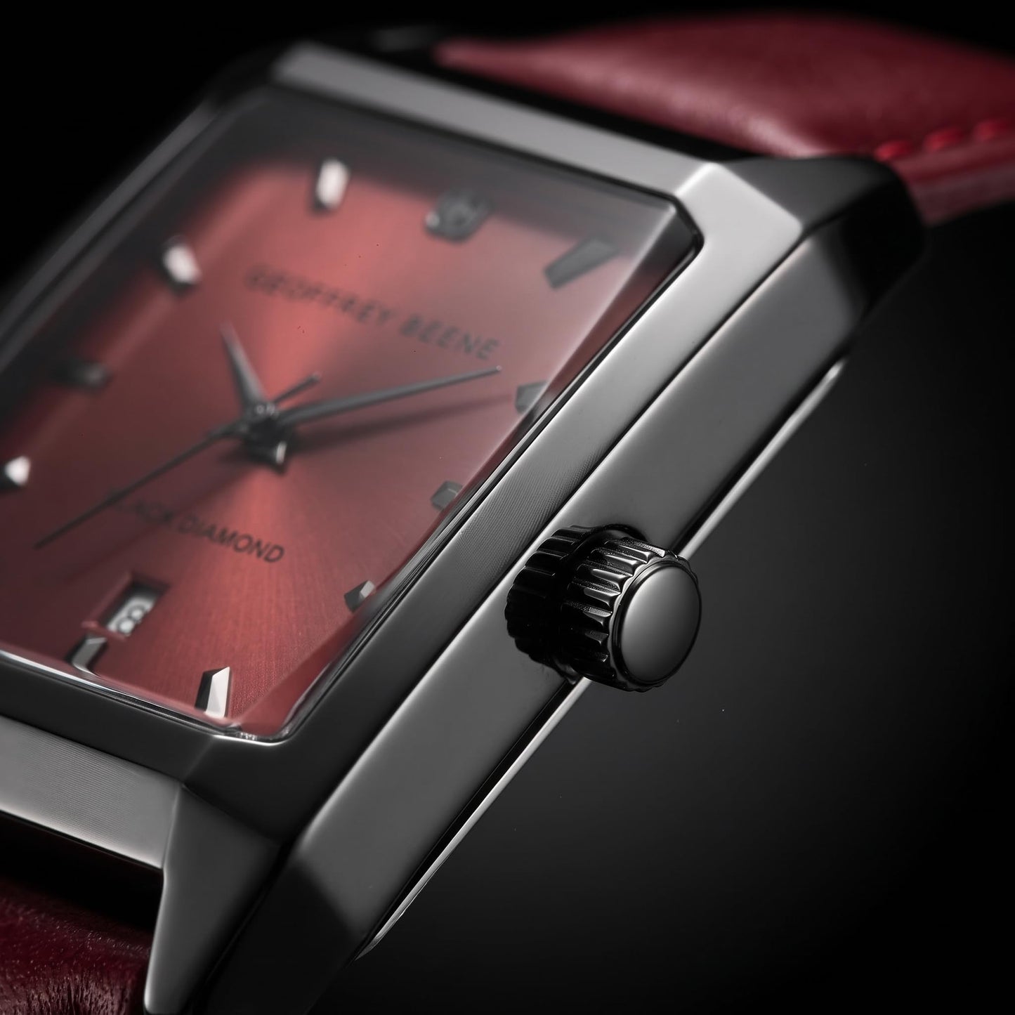 Geoffrey Beene Men's 34mm Slim Rectangular Quartz Watch PU Strap