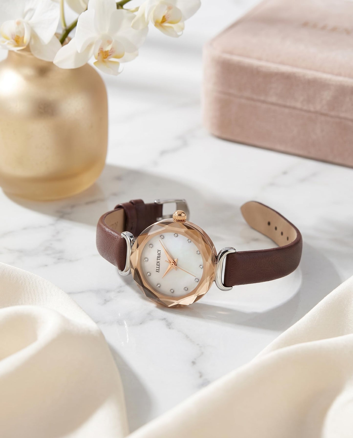 Ellen Tracy Women's 22mm Analog Quartz Watch Soft PU Strap
