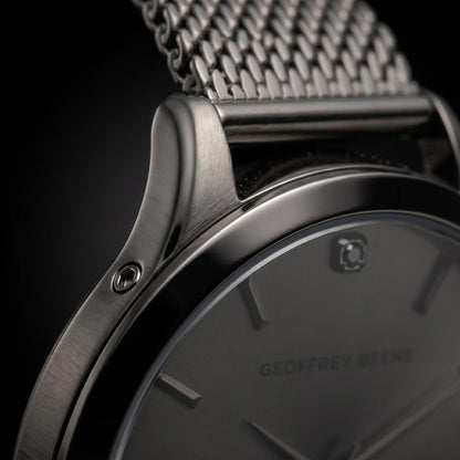 Geoffrey Beene Men's Mesh Band Quartz Watch, 42mm Round Case, Foldover