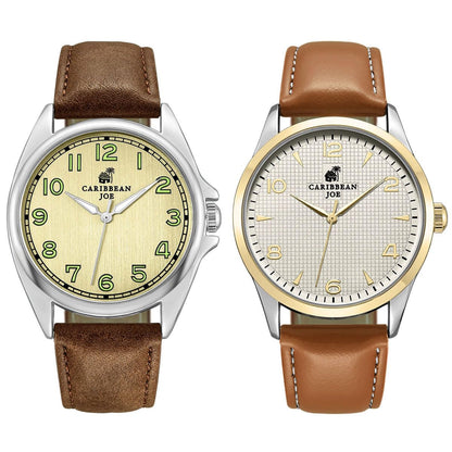 CARIBBEAN JOE Men's 41mm Quartz Analog Watch PU Strap Tang Buckle