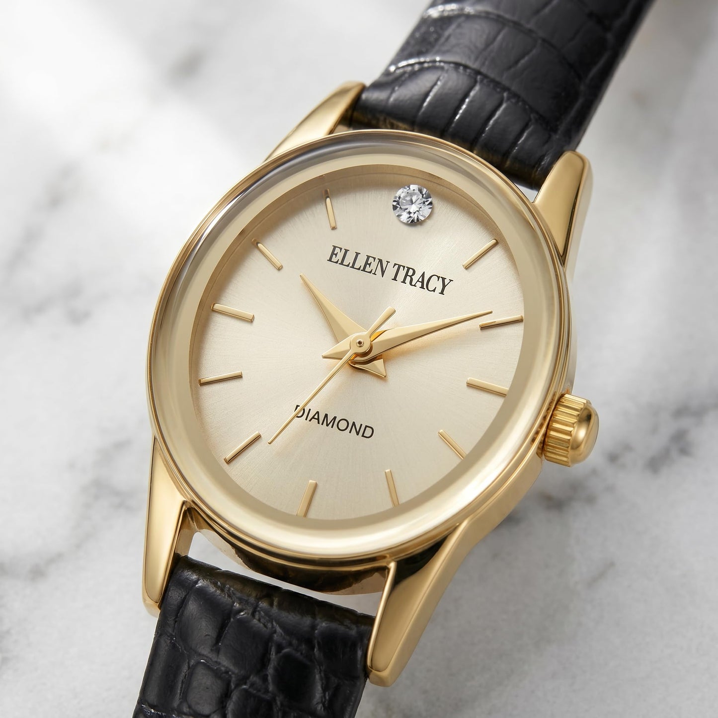 Ellen Tracy Women's 20mm Oval Case Quartz Watch PU Strap