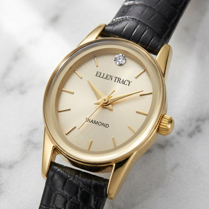 Ellen Tracy Women's 20mm Oval Case Quartz Watch PU Strap
