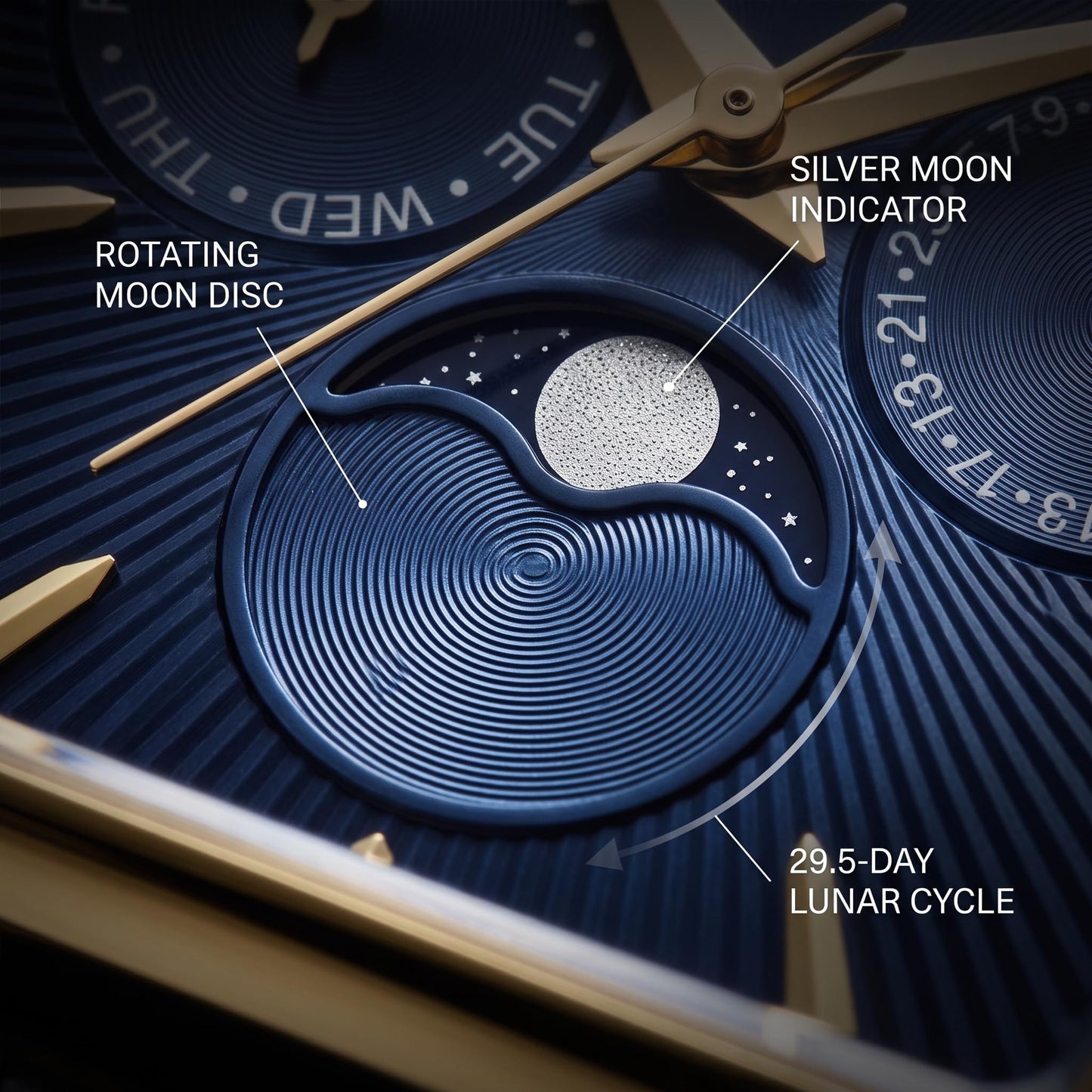 Perry Ellis Men's Rectangular Moonphase Watch, Textured Dial, PU Strap