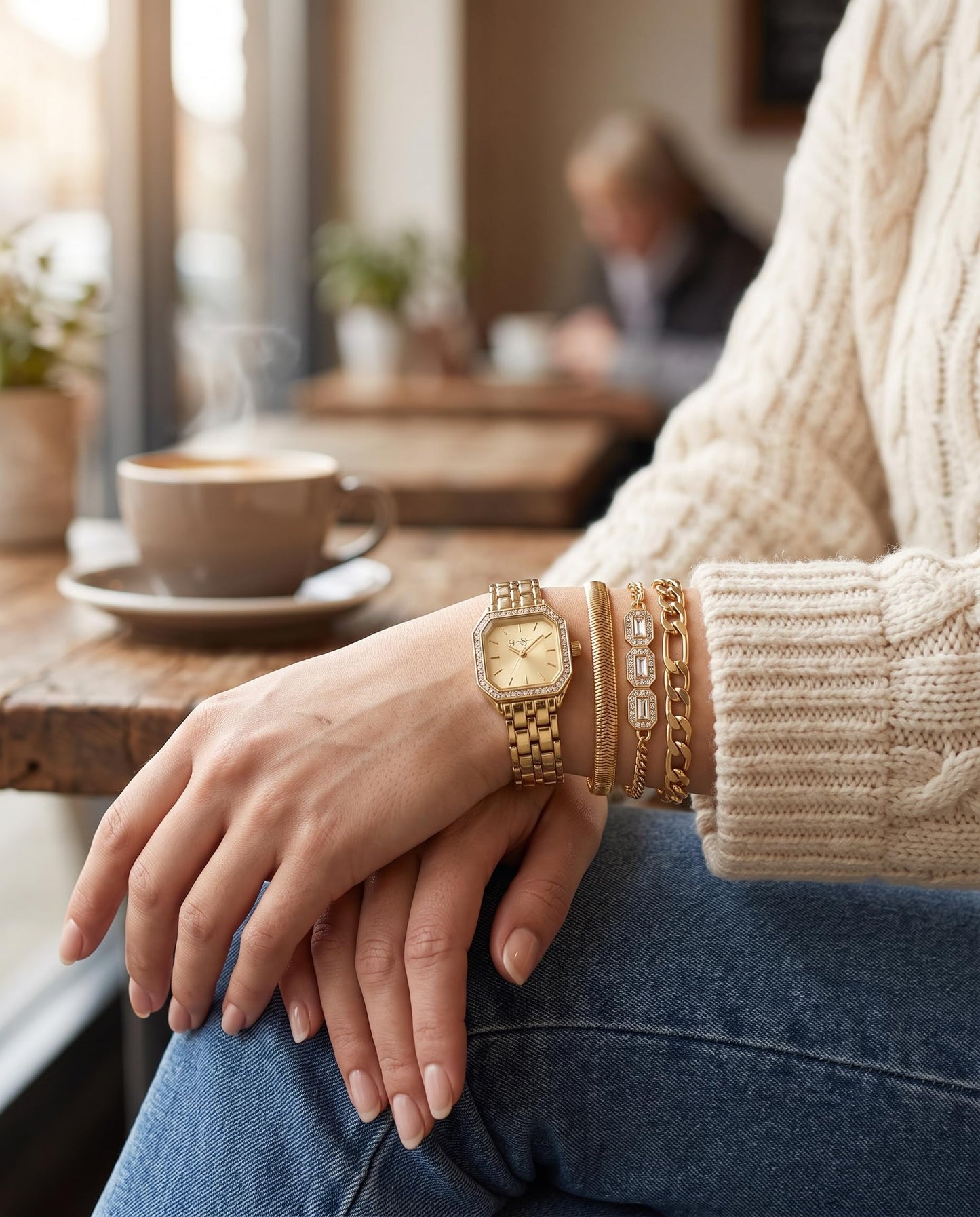 Jessica Simpson Women's 20mm Square Quartz Watch Metal Bracelet