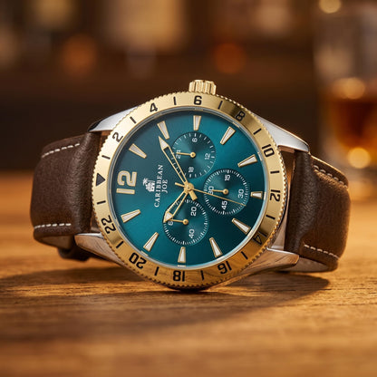 CARIBBEAN JOE Men's 42mm Analog Quartz Watch PU Strap