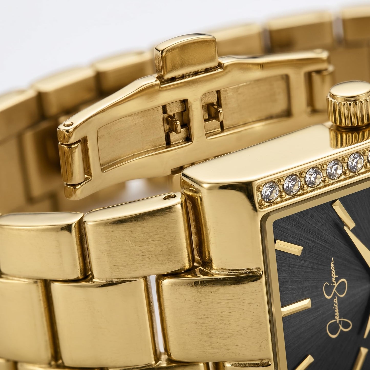 Jessica Simpson Women's 20mm Rectangular Quartz Watch Metal Bracelet