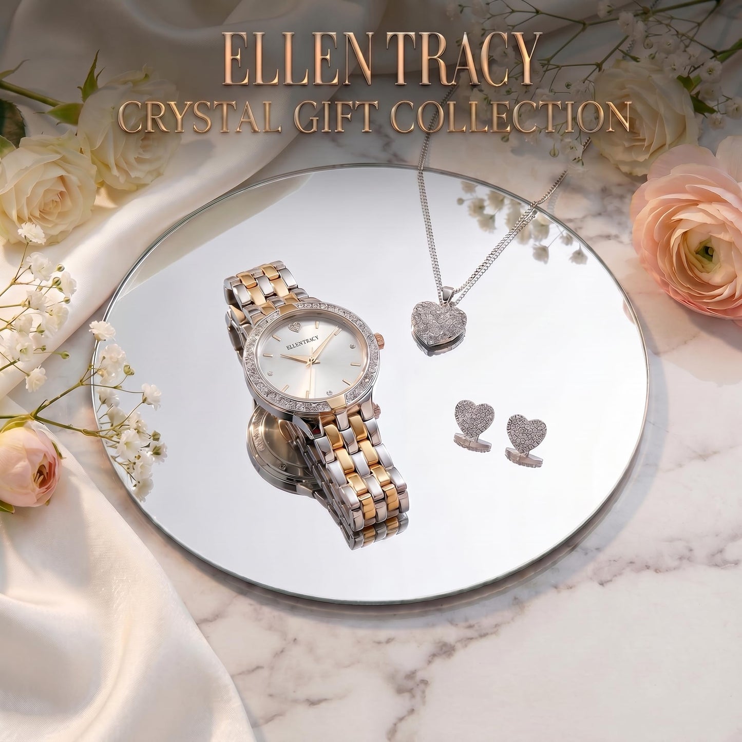 Ellen Tracy Women's Analog Watch – Metal Bracelet, Round Case, Secure Foldover Clasp, Battery Powered Quartz, A Meaningful Gift for Mom and the Women Who Matter Most