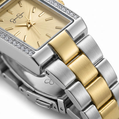 Jessica Simpson Women's 20mm Rectangular Quartz Watch Metal Bracelet