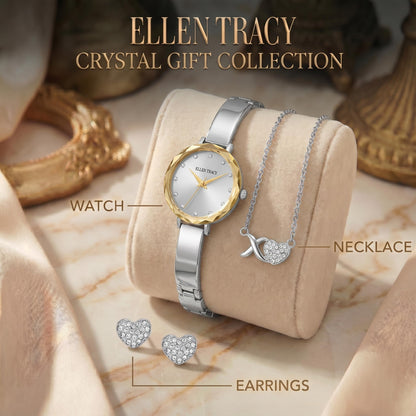 ELLEN TRACY Women's Analog Watch – Metal Bracelet, Round Case, Foldover Clasp, Battery Powered Quartz, A Versatile Everyday Accessory for Style-Conscious Women