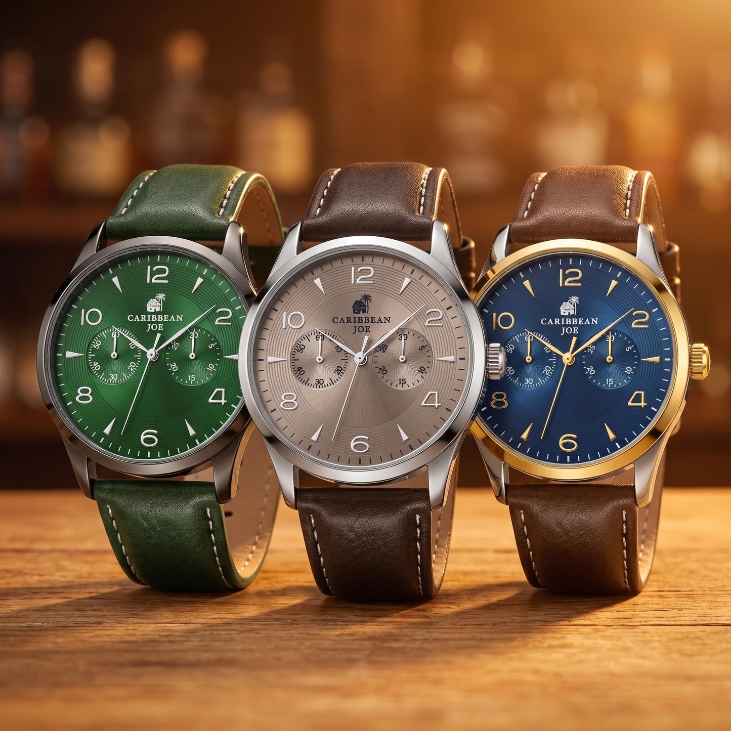 CARIBBEAN JOE Men's 41mm Quartz Watch PU Strap Everyday Analog