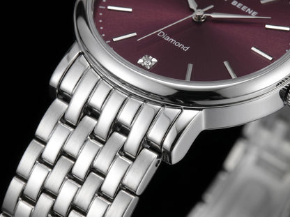 Geoffrey Beene Men’s Round Silver Watch 41mm Gray Sunray Dial Bracelet Diamond Accent