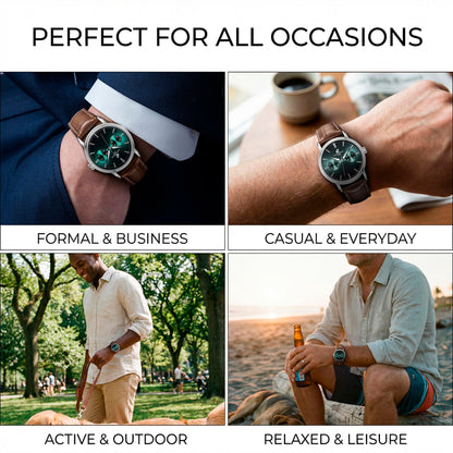 CARIBBEAN JOE Men’s Analog Watch with Blue Gradient Sunray Dial, Gunmetal 41mm Round Case, Decorative Subdials, Black Vegan Leather Strap, Quartz Movement, Casual Dress Wrist Watch